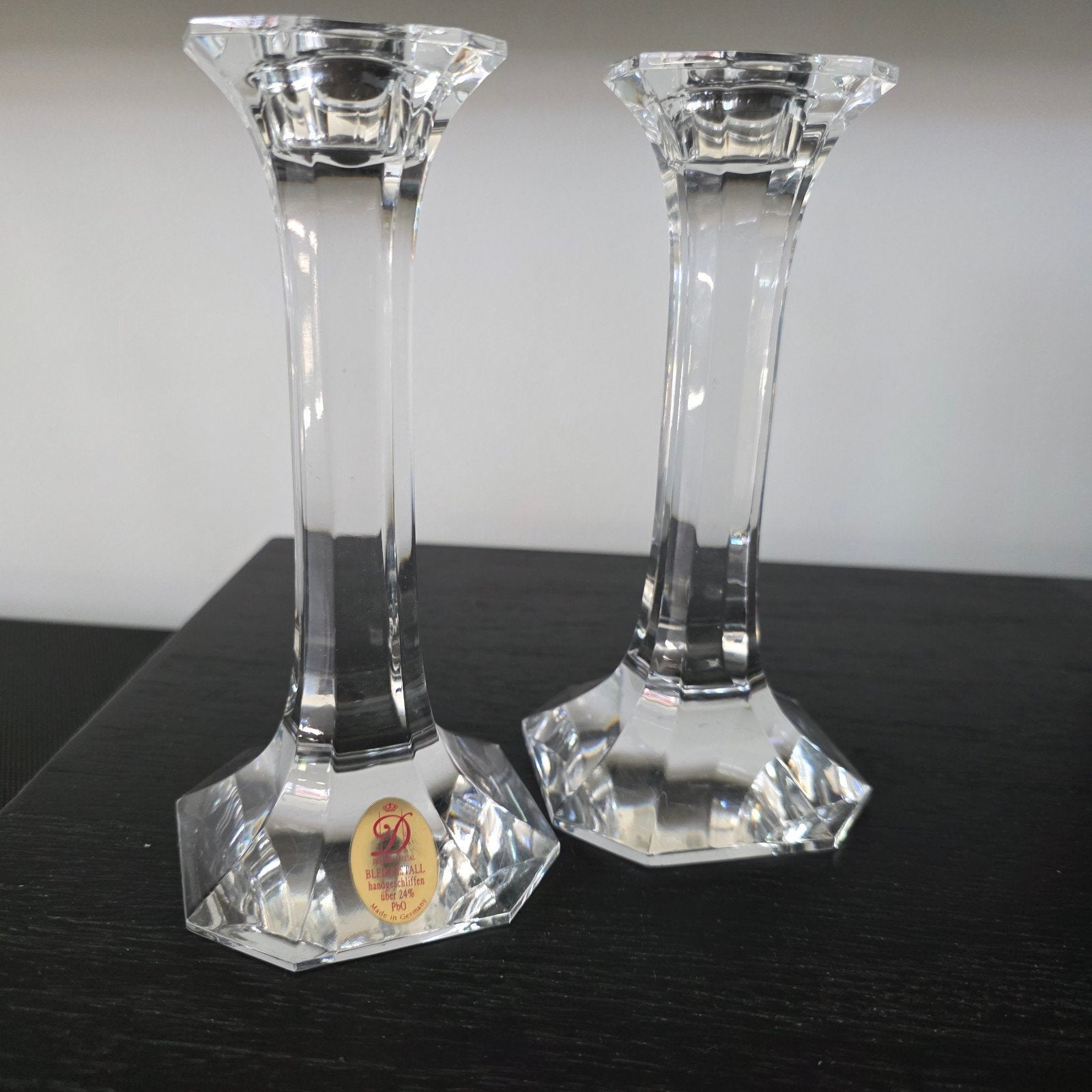 2 kandelaars Dresden crystal / bleikristal handgeslepen 24%, Ophalen of Verzenden, Kristal