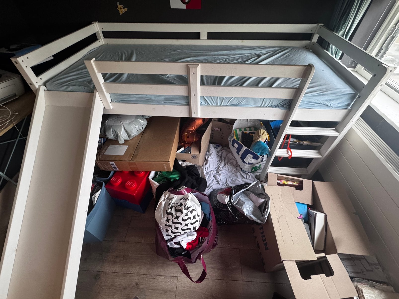 Hoogslaper 200 x 90 met glijbaan, Huis en Inrichting, Ophalen, Gebruikt, Eenpersoons, 200 cm