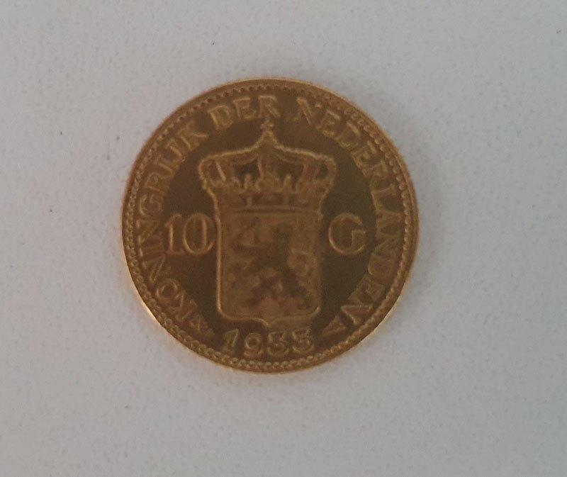 gouden tientje 1933, Postzegels en Munten, Munten | Nederland, Ophalen, Koningin Wilhelmina, 10 gulden, Goud