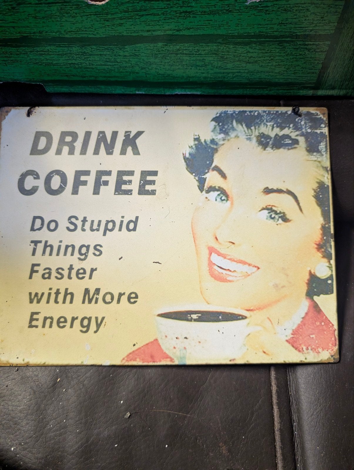 metalen bord 'Drink Coffee', Huis en Inrichting, Tekstbord, Metaal, Onbekend, Ophalen of Verzenden