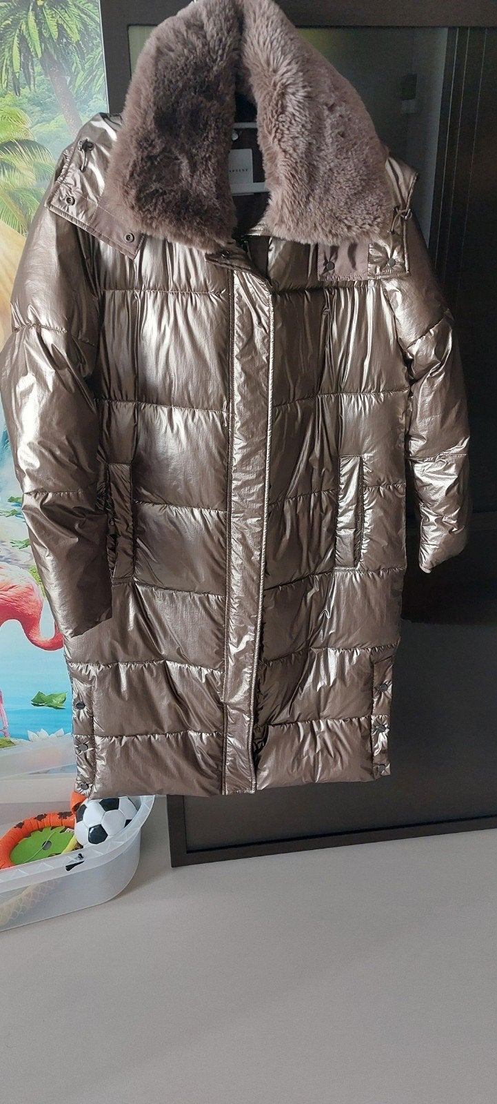 Rino & Pelle winterjas maat 42 met bontkraag en capuchon, Kleding | Dames, Bruin, Maat 42/44 (L), Ophalen of Verzenden, Zo goed als nieuw