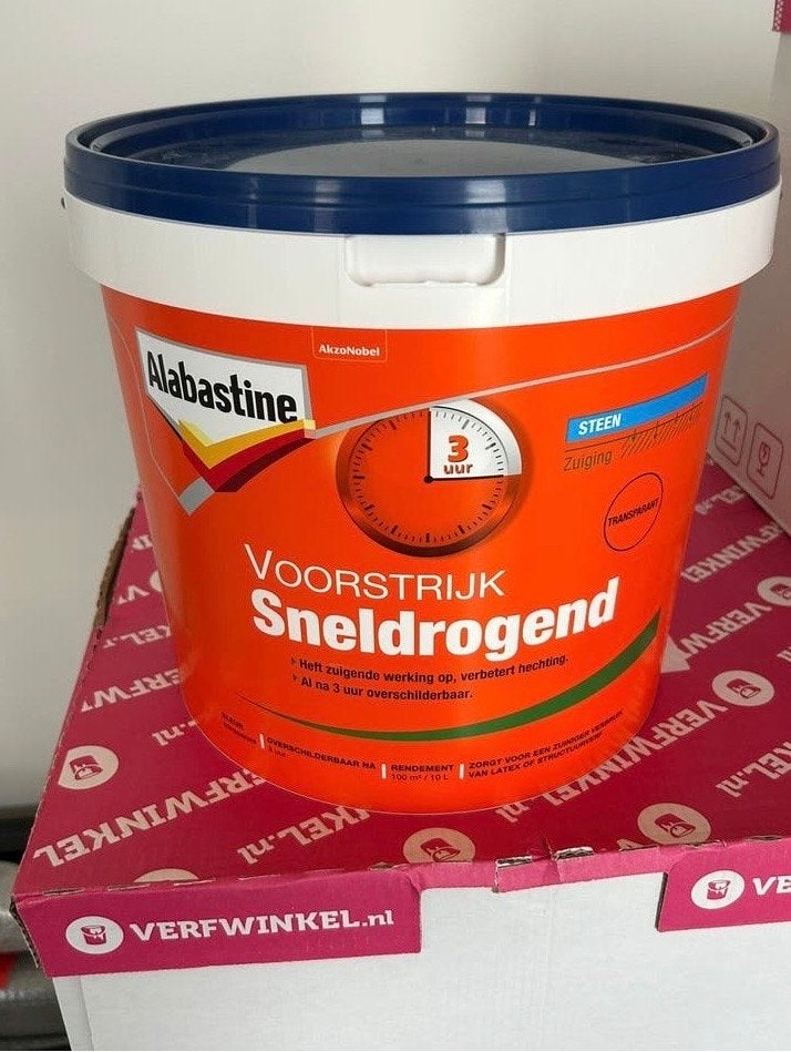 Alabastine Sneldrogende Voorstrijk 2x 10 liter emmers, Doe-het-zelf en Verbouw, Verf, Beits en Lak, Ophalen, Overige kleuren, Nieuw