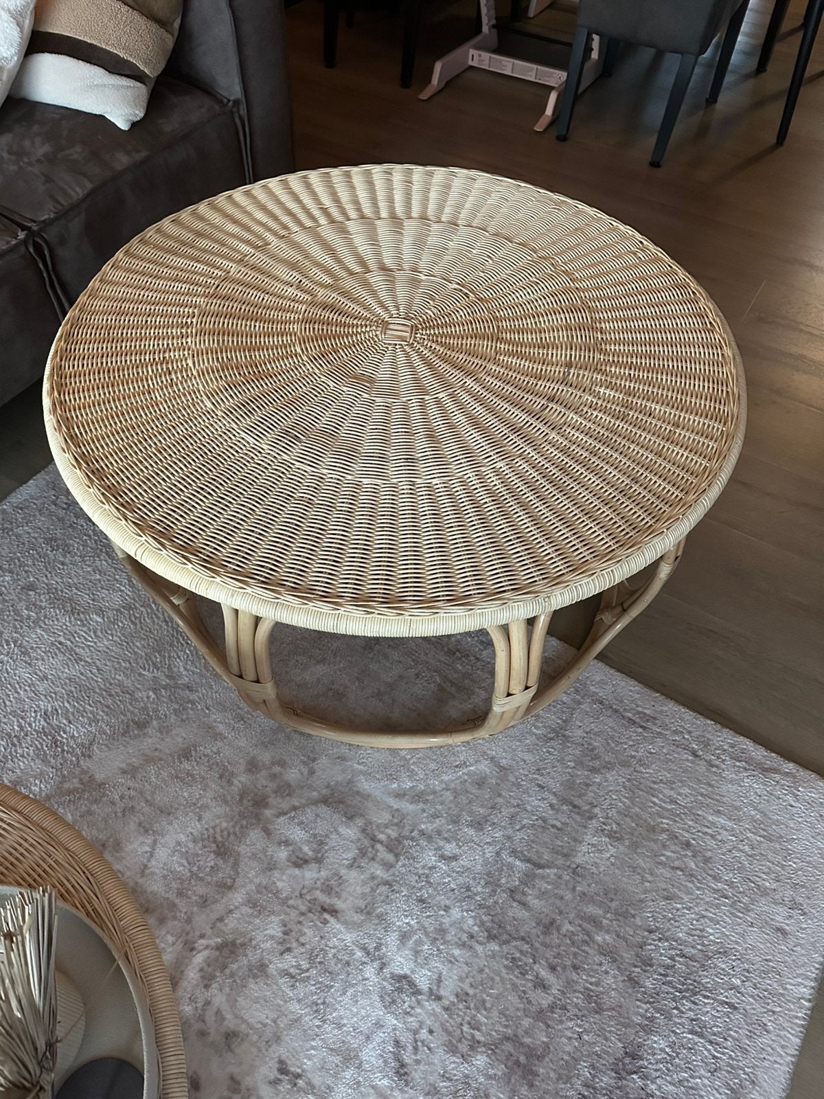 Rotan salontafel, Huis en Inrichting, Ophalen, Zo goed als nieuw, Rond, 50 tot 100 cm