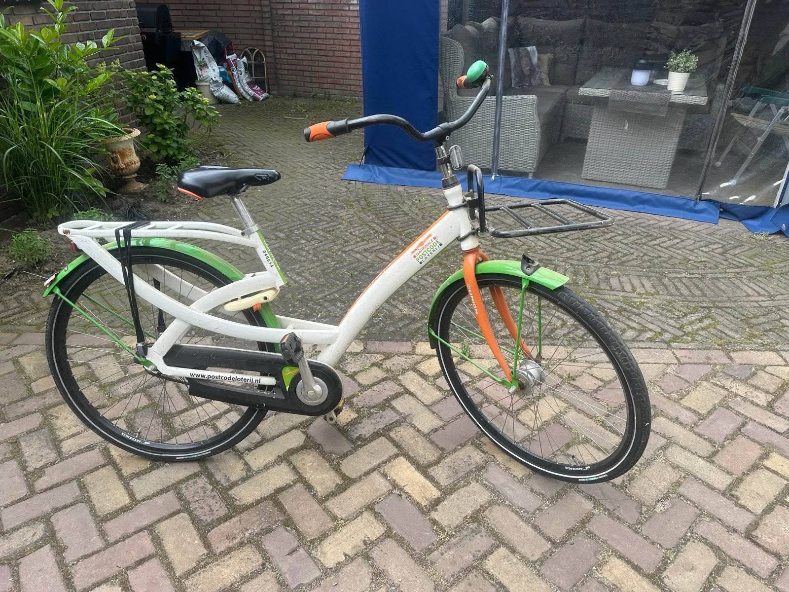 Postcode Loterij fiets met voordrager. Ulft, Terugtraprem, Gebruikt, Versnellingen, 50 tot 53 cm