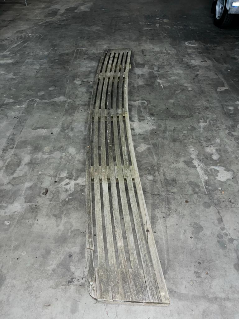 Zwemplateau Teak Hout - Gebruikt, Doe-het-zelf en Verbouw, Hout en Planken, Ophalen, Gebruikt, 25 tot 50 mm, 250 tot 300 cm