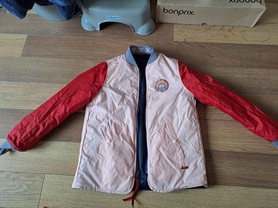 Leuke omkeerbare jas maat 140, Ophalen of Verzenden, Gebruikt, Jongen of Meisje, Jas