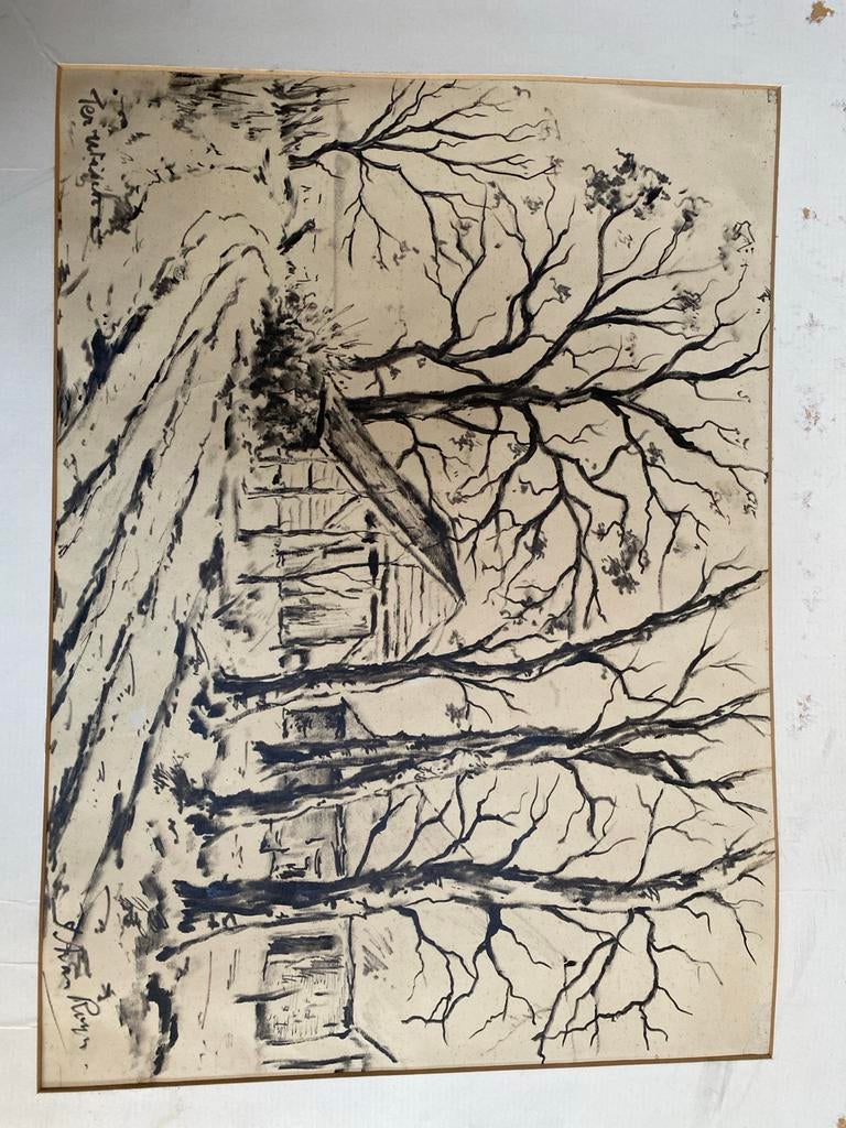 Frans Masereel - Huis in het bos (houtskooltekening), Ophalen of Verzenden