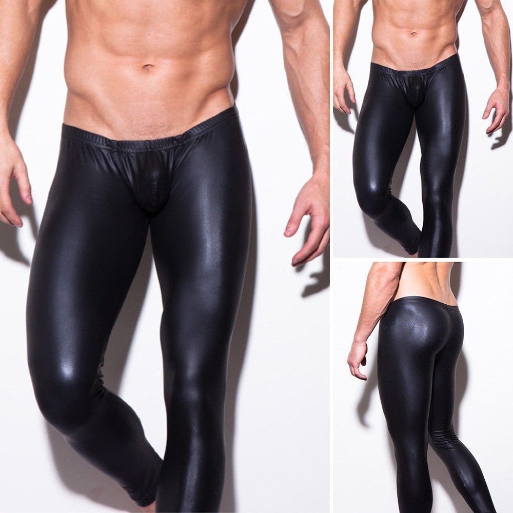 Heren legging leer look zwart (leren broek mannen), Verzenden, Nieuw, Overige maten, Zwart