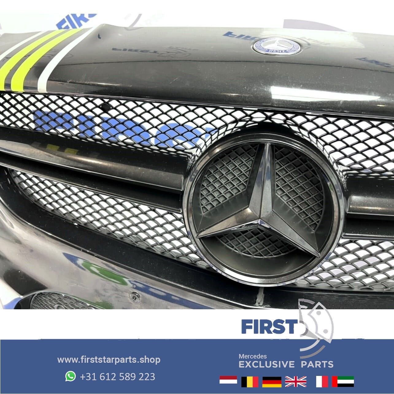 W117 CLA45 45 AMG VOORBUMPER ZWART COMPLEET + AMG GRIL ORIGI, Auto-onderdelen, Gebruikt, -, Voor, Ophalen of Verzenden