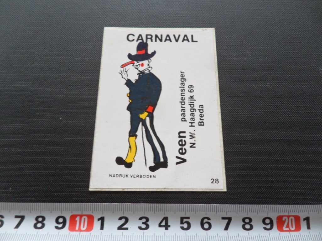 sticker breda VEEN paardenslager strip carnaval #28, Ophalen of Verzenden, Zo goed als nieuw