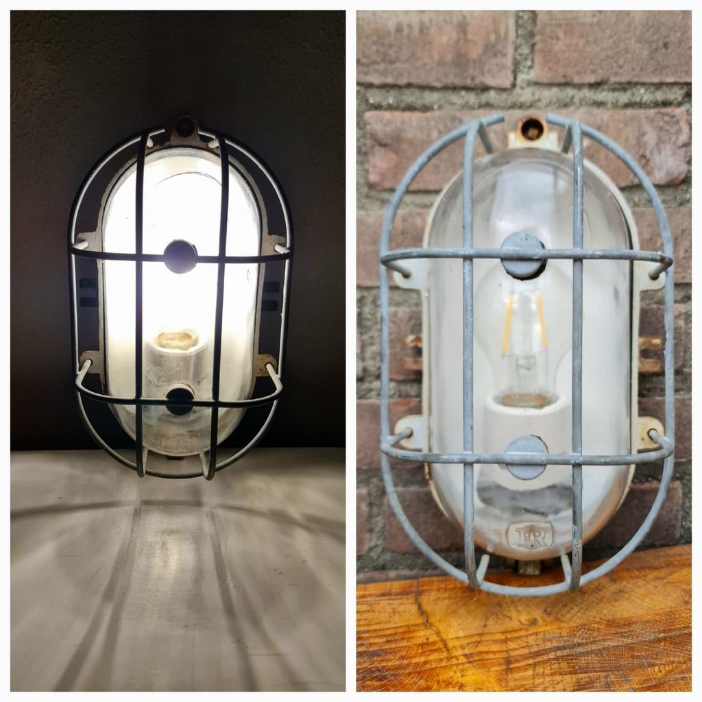 Kooilamp bully wandlamp Industria Rotterdam industrieel, Ophalen, Gebruikt, Metaal, Industrieel modern interieur design vintage