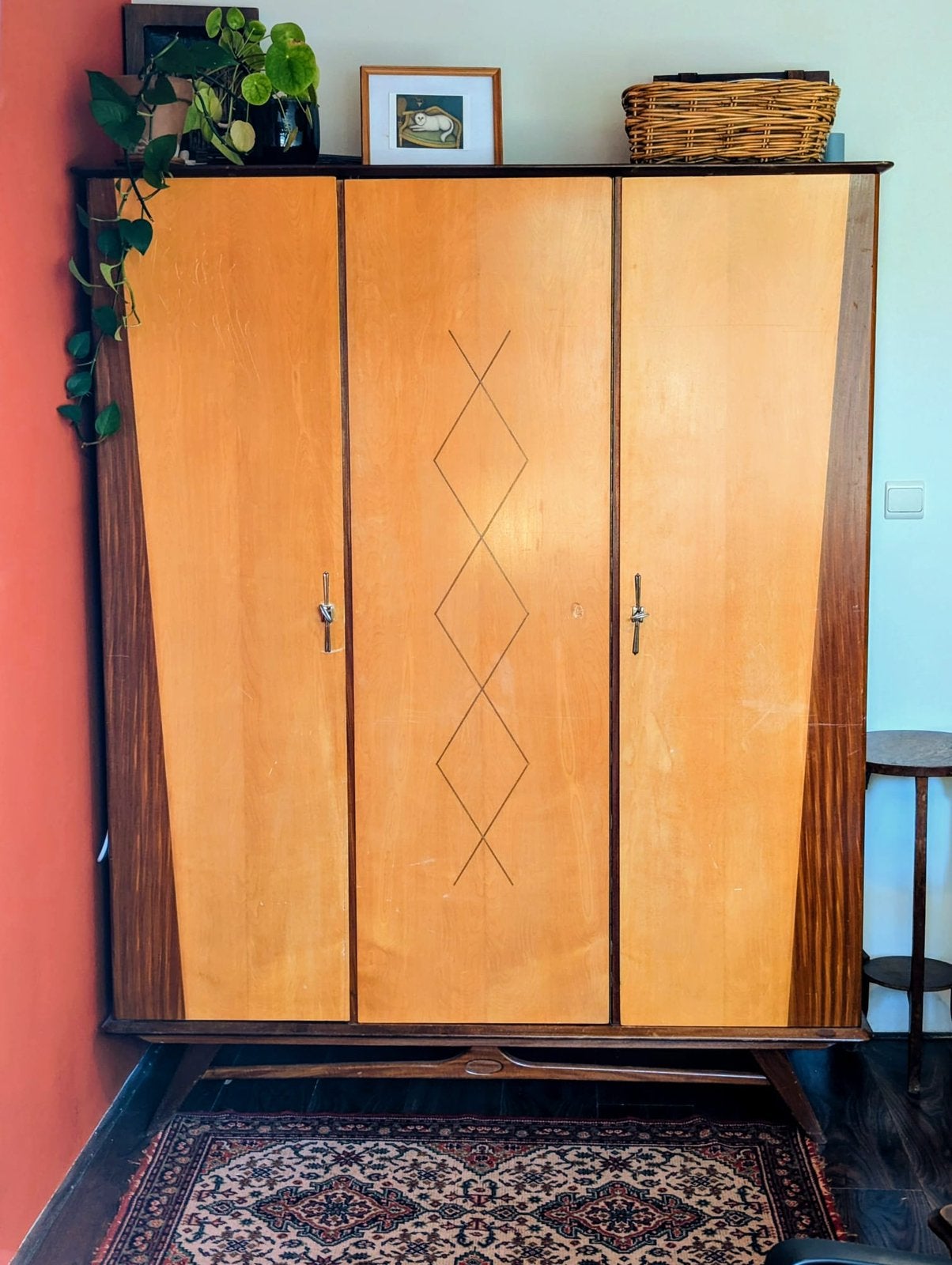 Mid-century jaren 60 Deense kledingkast - 178x145x58 cm, Ophalen, Gebruikt, 100 tot 150 cm, 150 tot 200 cm