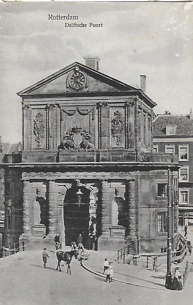 Rotterdam delftsche poort oude gelopen ansichtkaart ( 6281), Ophalen of Verzenden, Voor 1920, Zuid-Holland