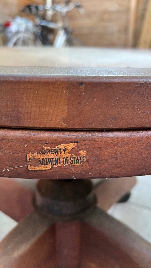 Vintage Amerikaanse houten bureaustoel, Ophalen, Gebruikt, Bruin, Bureaustoel