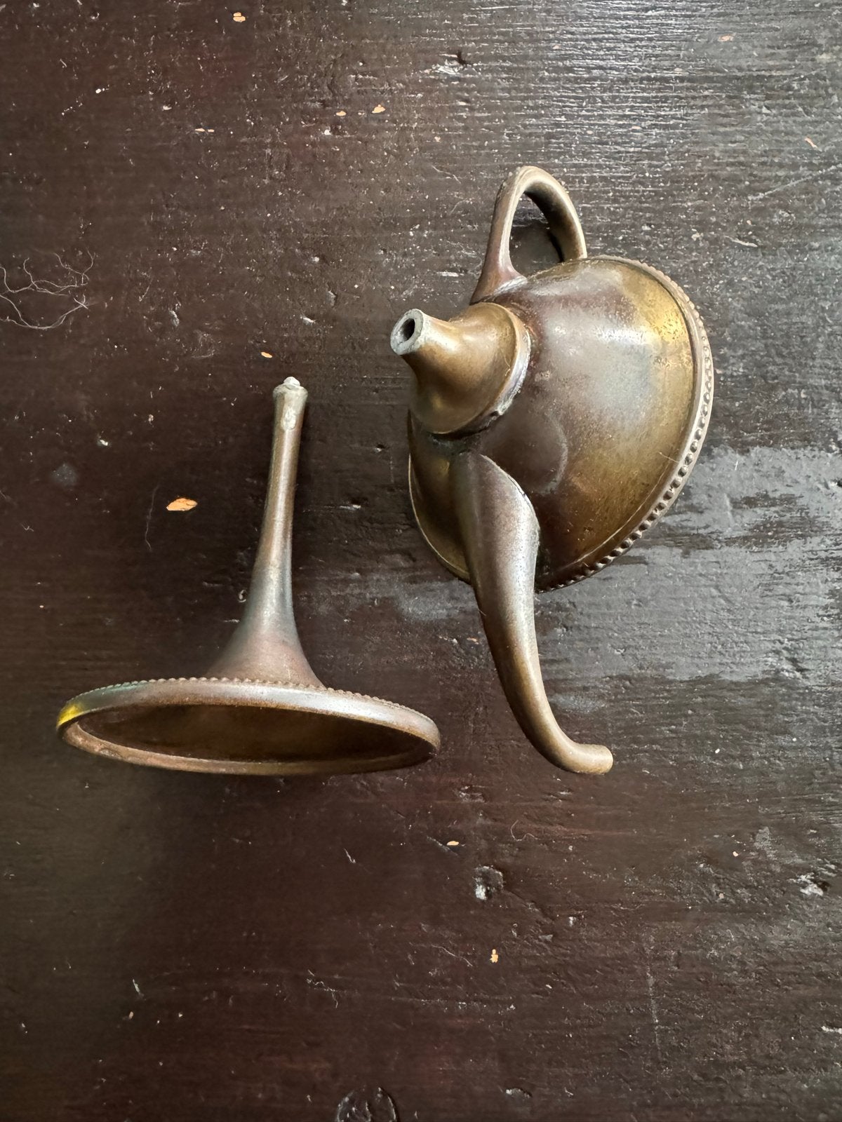 Antiek Koperen Olielampje - Gebroken, Antiek en Kunst, Ophalen of Verzenden, Koper