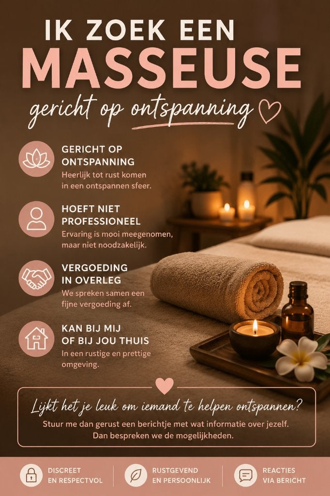 Masseuse gezocht omgeving Rotterdam, Diensten en Vakmensen, Welzijn | Masseurs en Massagesalons, Ontspanningsmassage
