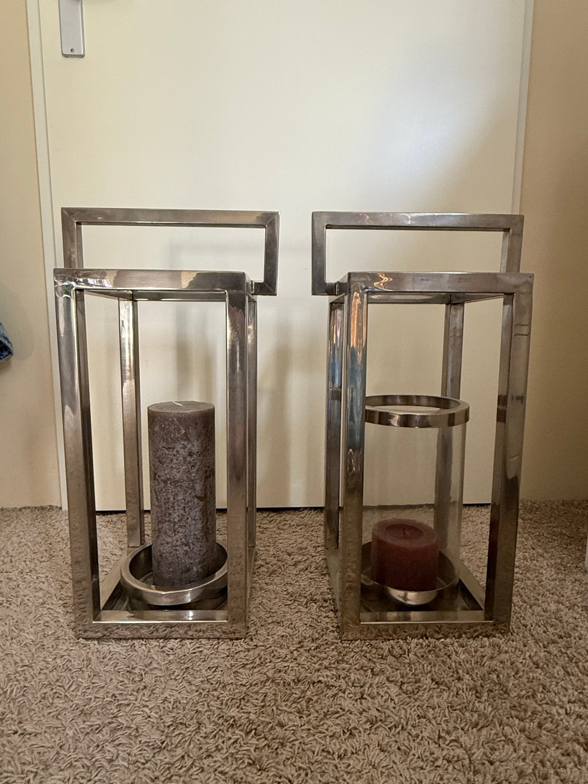 Set van 2 moderne zilverkleurige windlichten van ROFRA Home, Ophalen, Windlicht, Overige merken, Zo goed als nieuw