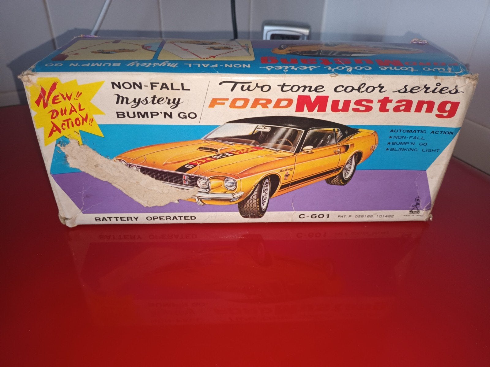 Blikken speelgoed. LEGE DOOS FORD MUSTANG. TAIYO JAPAN., Antiek en Kunst, Antiek | Speelgoed, Ophalen of Verzenden