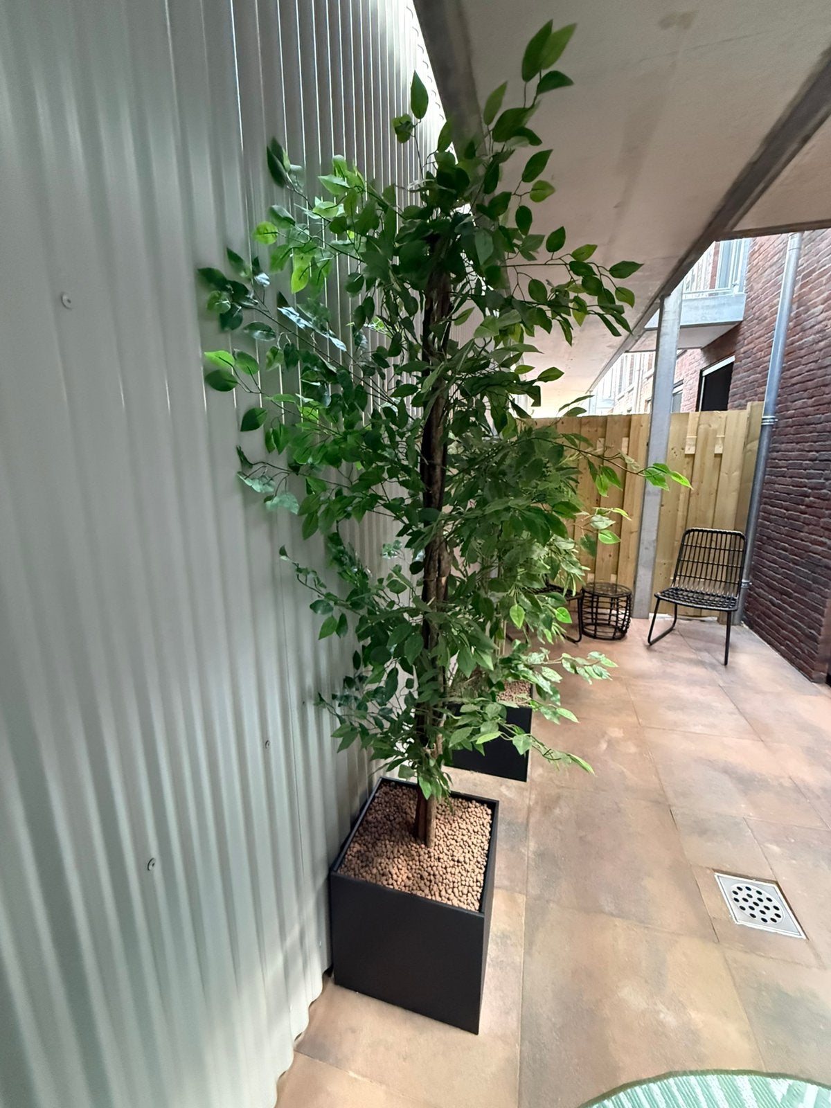 ZGAN Kunstficus 200 cm  met zwarte Plantenbak 42cm, Ophalen, Groen, Kunstplant, Nieuw