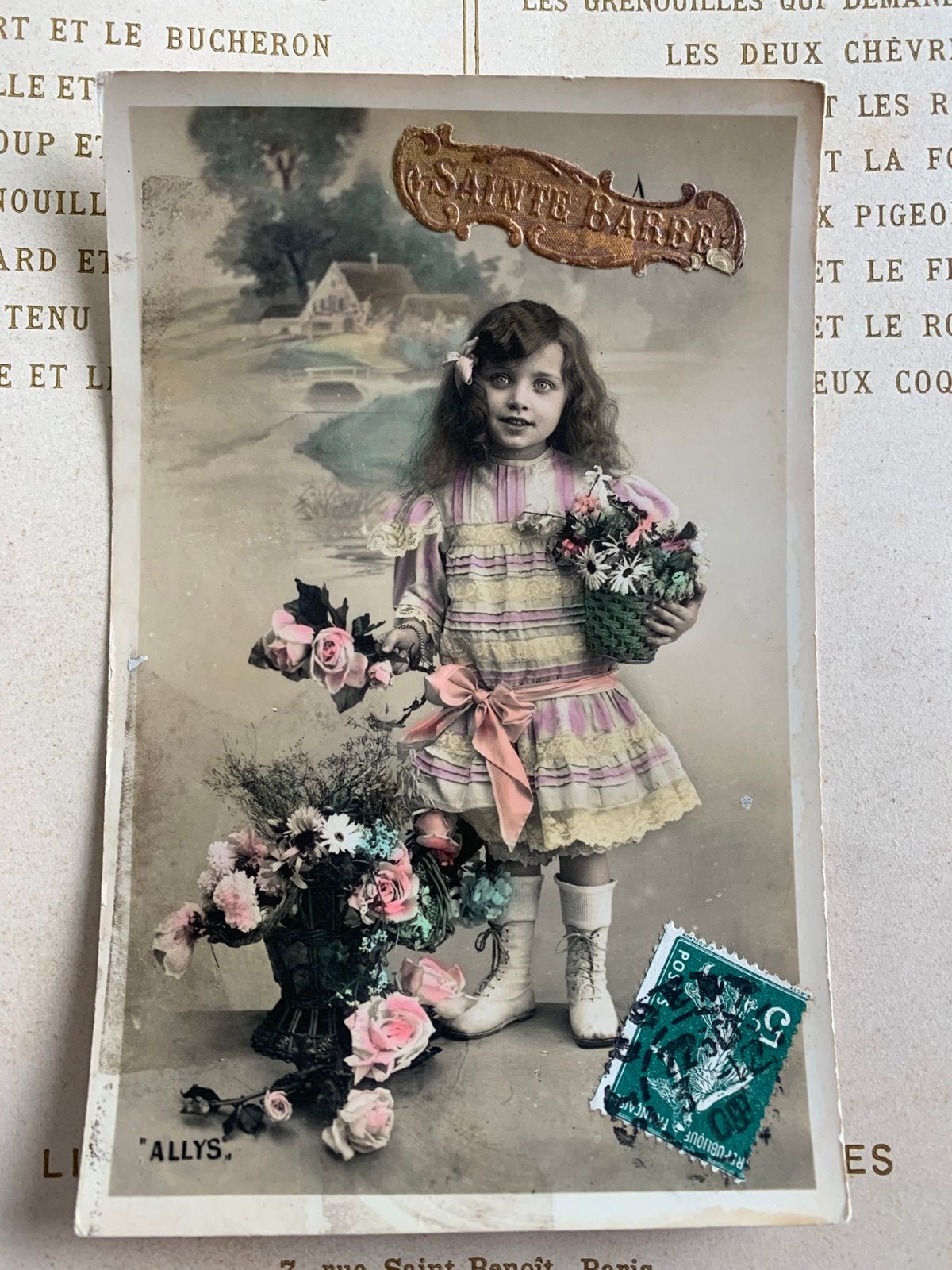 Sainte Barbe - meisje met lang haar, Verzamelen, Ansichtkaarten | Themakaarten, Ophalen of Verzenden, Voor 1920, Gelopen, Kinderen