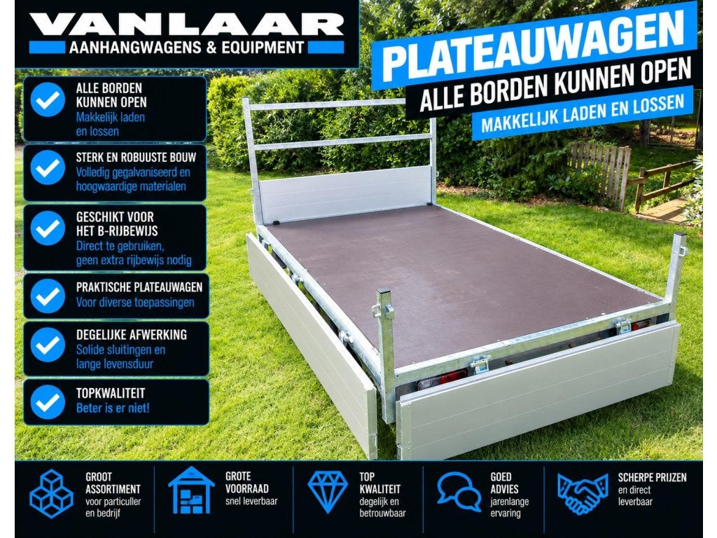 NIEUW Plateauwagen B rijbewijs De degelijkste op de markt, Niet ingevuld, Nieuw, Niet ingevuld, Niet ingevuld