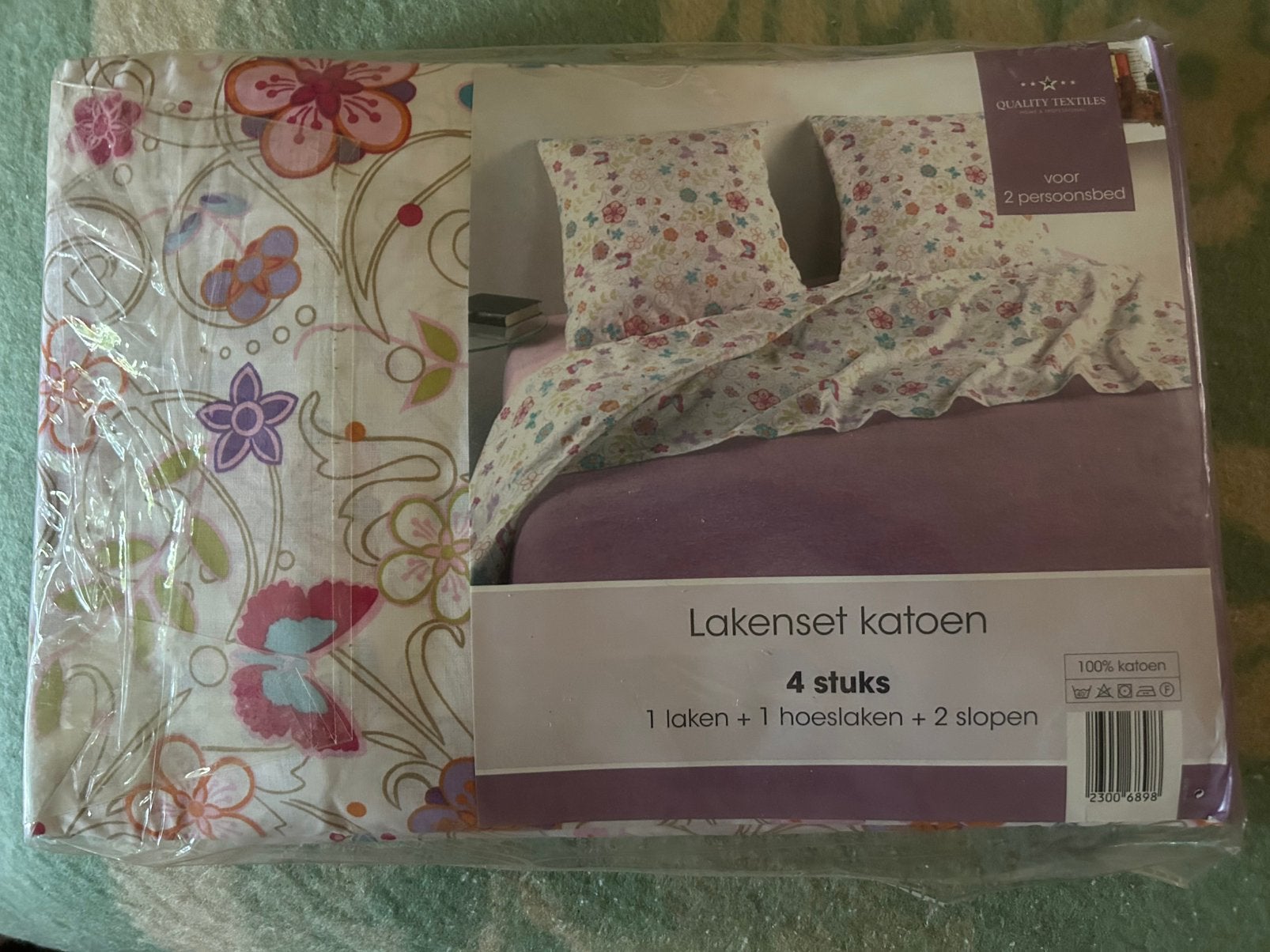 Dekbedset bloemen., Huis en Inrichting, Slaapkamer | Beddengoed, Ophalen, Meerkleurig, Beddengoedset, Katoen