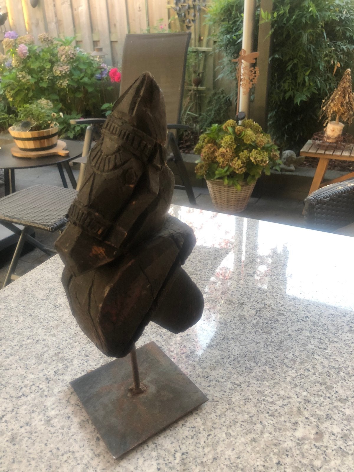 Houten ornament (hoofd paard) op voet, Ophalen, Zo goed als nieuw