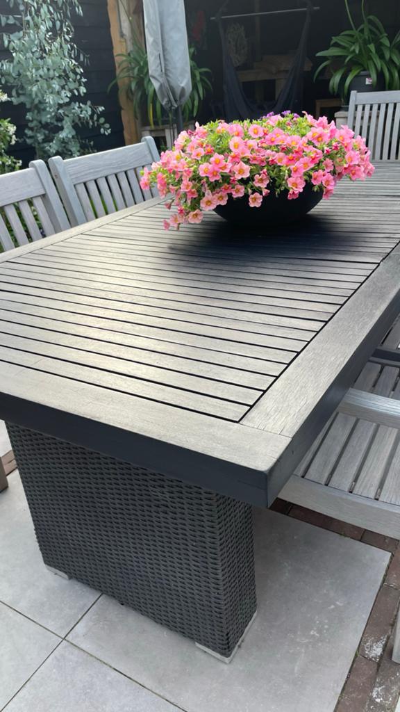 Jan de Bouvrie Tuintafel - Rechthoekig & Makkelijk Opbergen, Tuin en Terras, Tuinmeubel-accessoires, Ophalen, Gebruikt