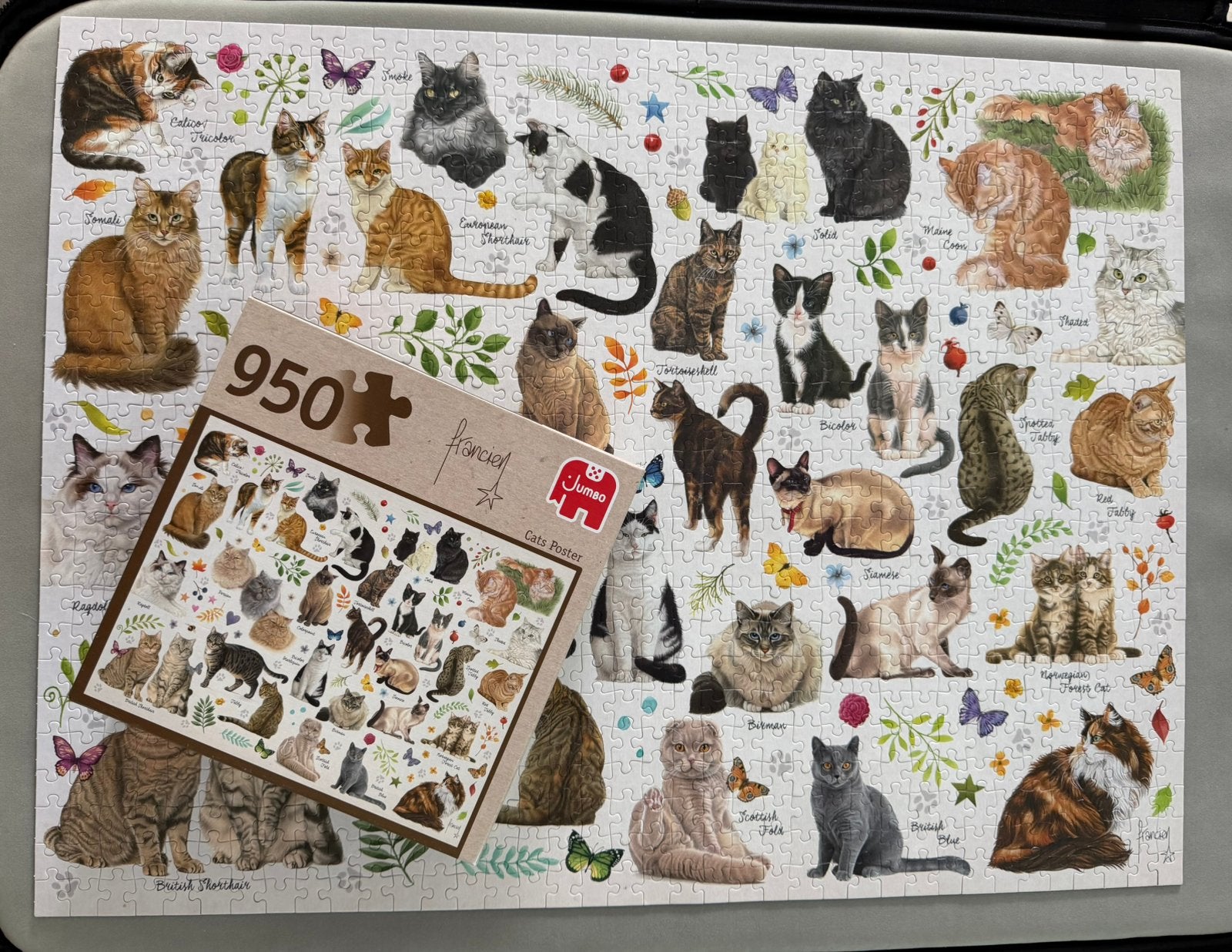 Puzzel Franciens katten 950 stukjes, Hobby en Vrije tijd, Denksport en Puzzels, Ophalen of Verzenden, 500 t/m 1500 stukjes, Zo goed als nieuw