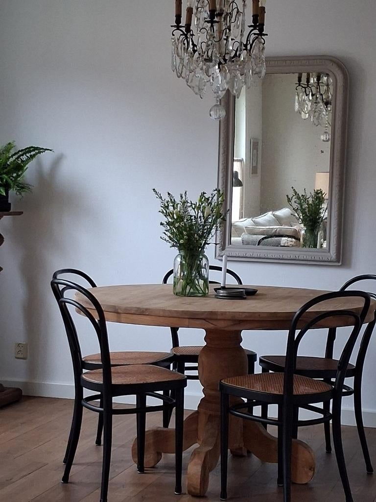 Mooie Zware teak houten ronde tafel 130 cm, Huis en Inrichting, Tafels | Eettafels, Ophalen, Zo goed als nieuw, Vijf personen of meer