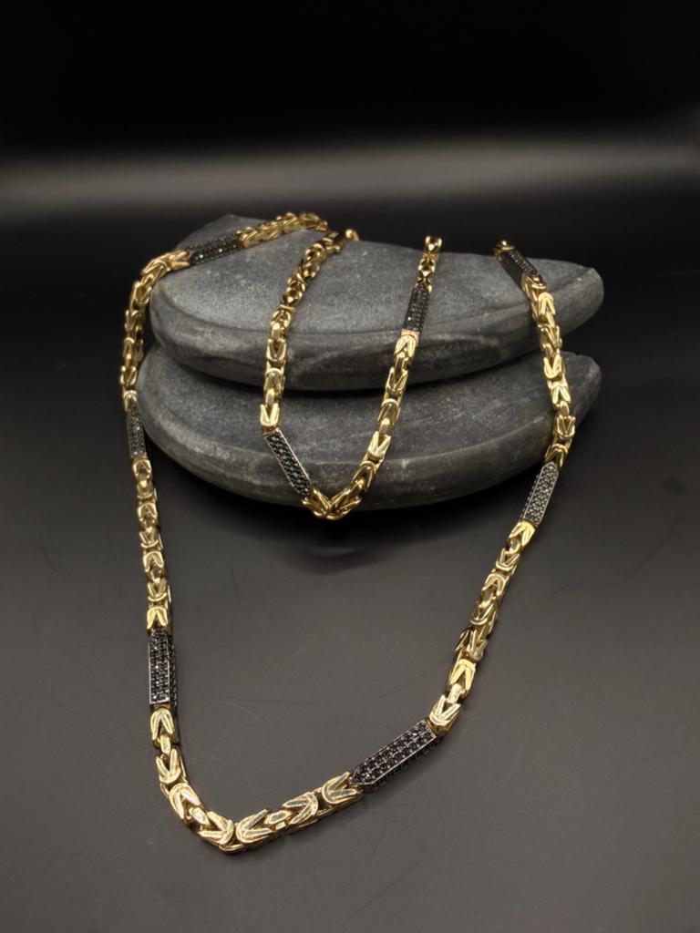 14k koningsketting onyx natuursteen, Ophalen of Verzenden, Nieuw, Goud