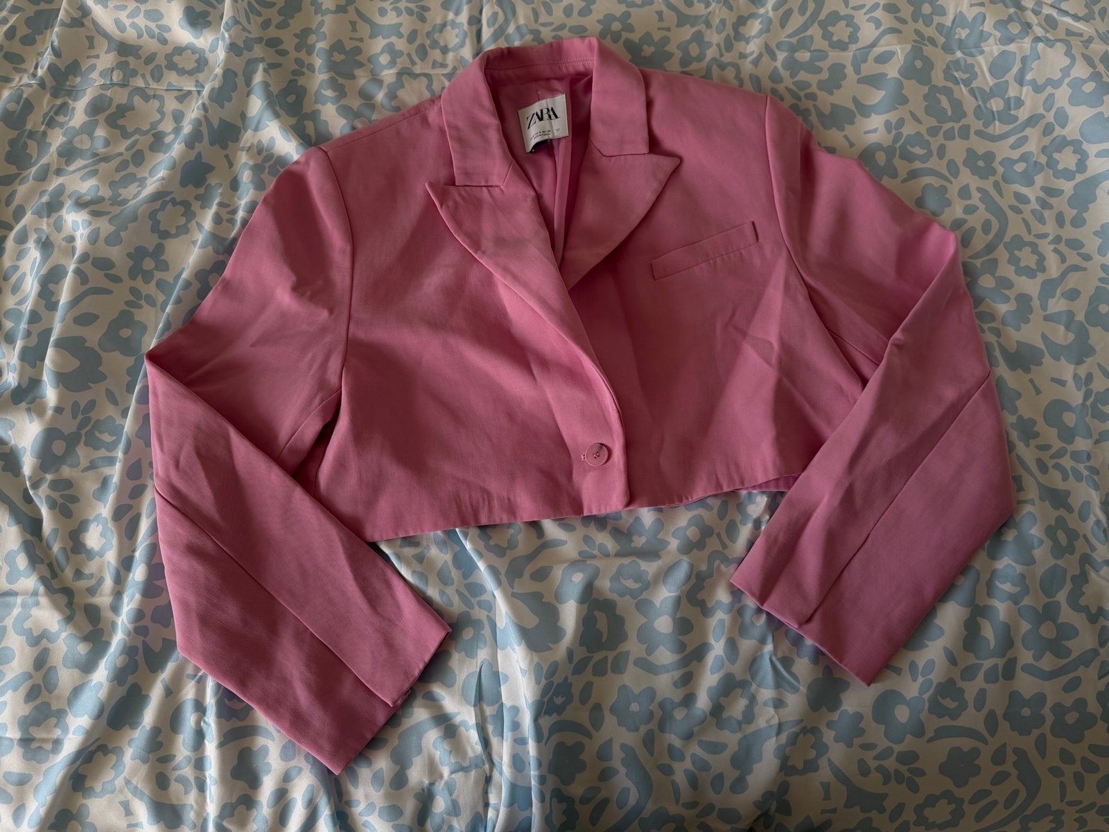 Roze Cropped Jasje van Zara - Maat S, Verzenden, Zo goed als nieuw, Jasje, Roze