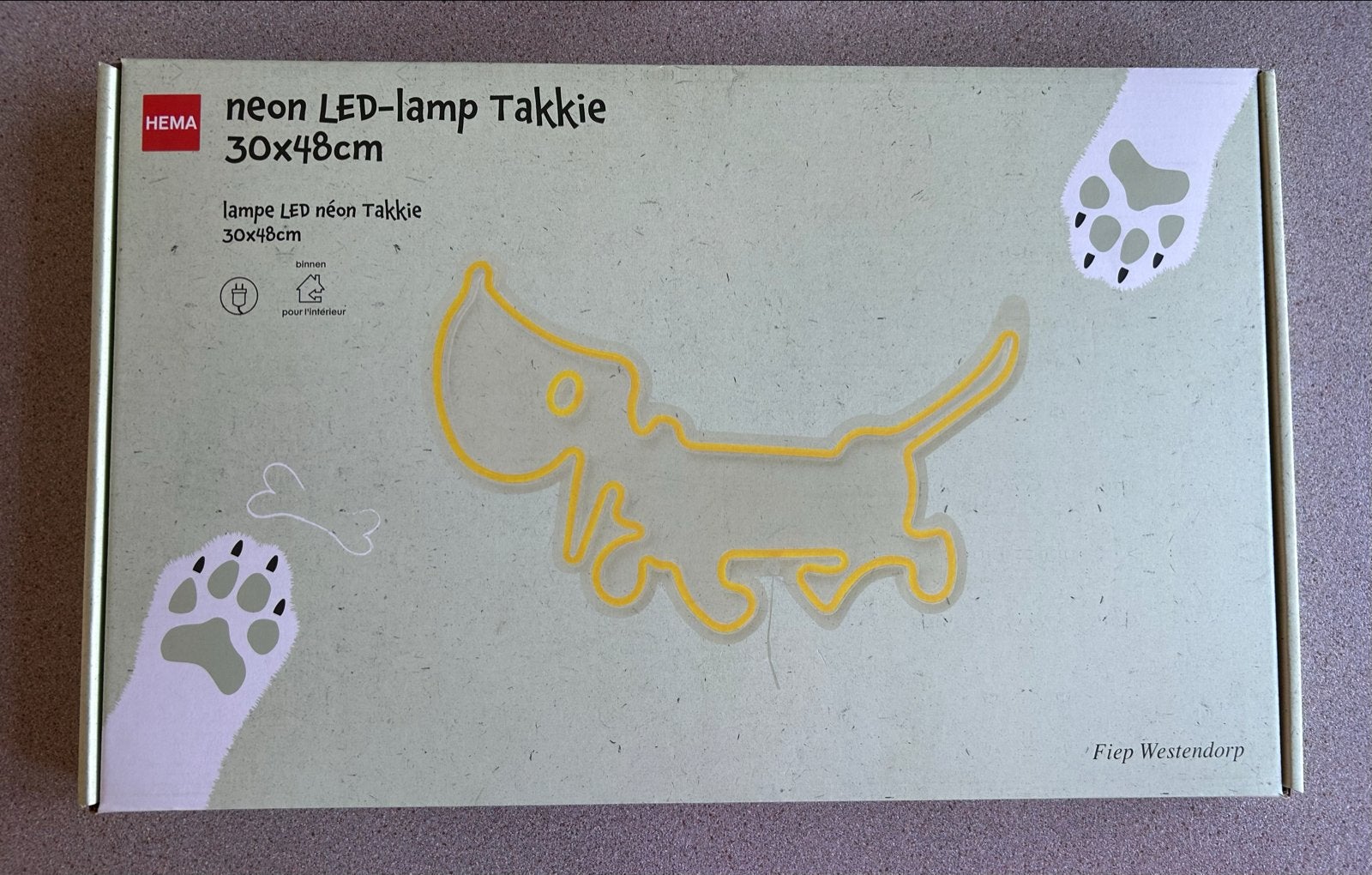 Nieuw: Hema Neon LED-lamp Takkie 30x48cm, Huis en Inrichting, Ophalen of Verzenden, Nieuw, Geel, Modern