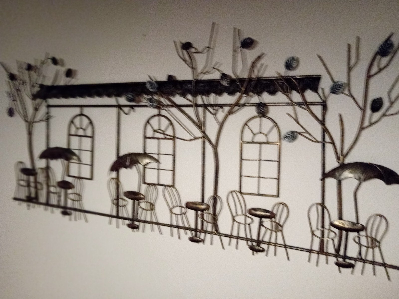 Metalen wanddecoratie terras café, Ophalen, Metaal, Wandsculptuur, Gebruikt