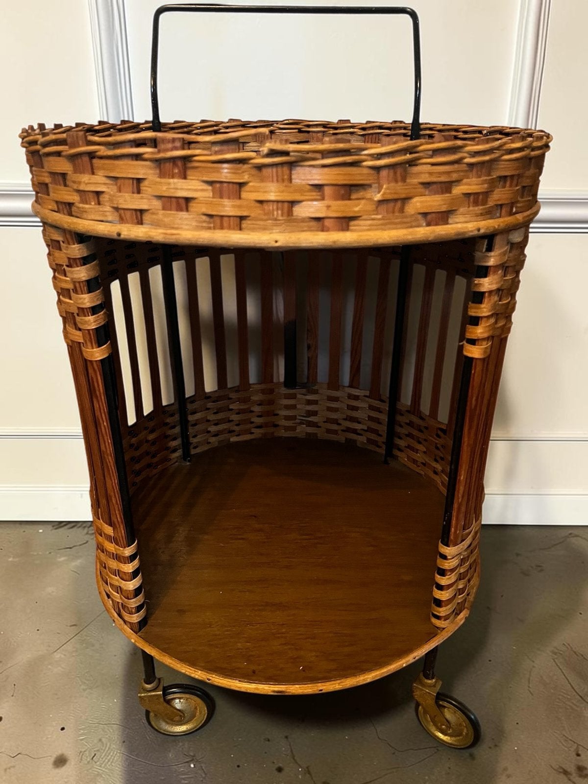 Vintage rotan serveerkarretje / butlertray / drankkarretje, Ophalen