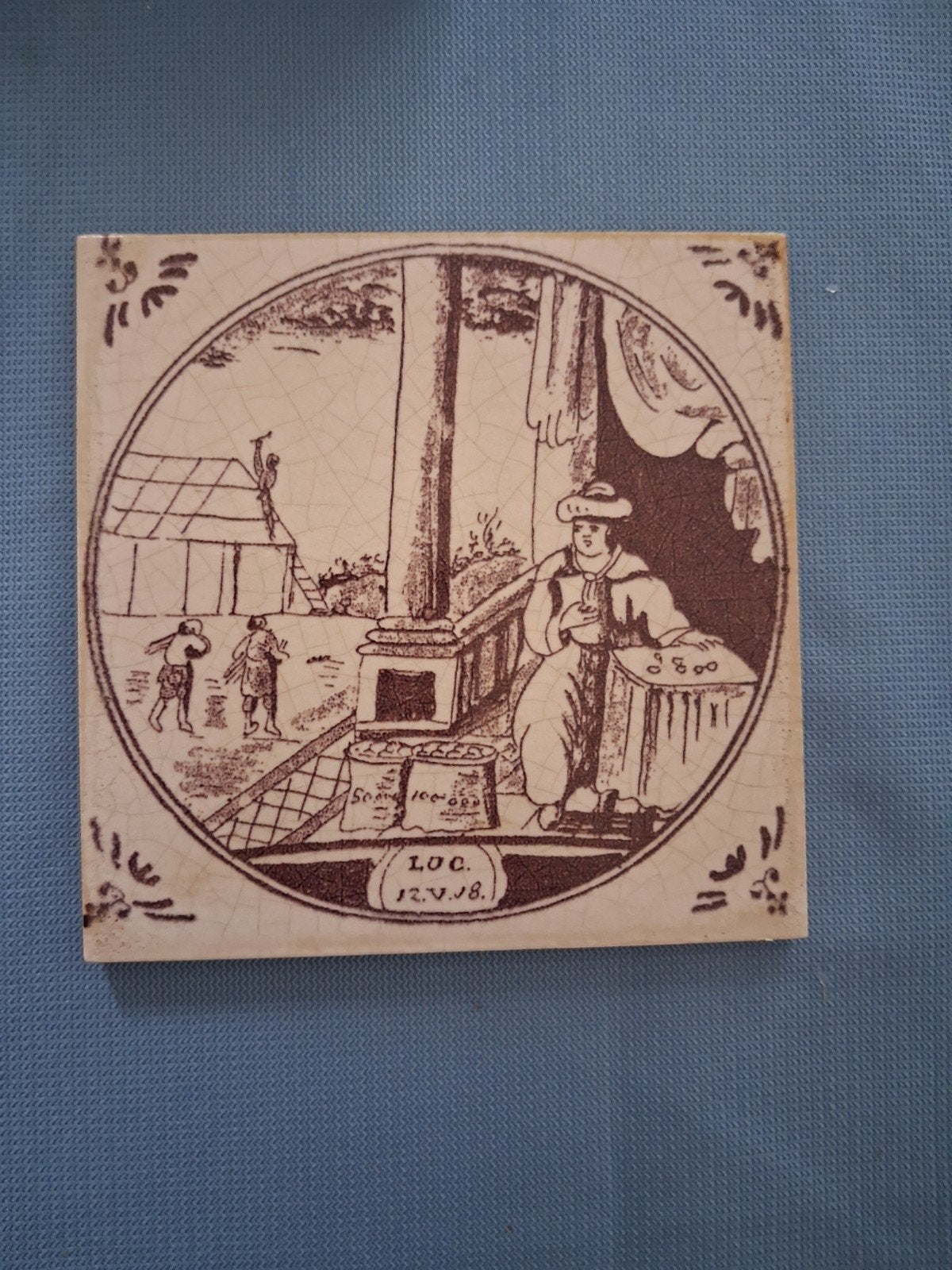 Tegel mangaan 13,5x13,5cm.met bijbel tekst., Ophalen of Verzenden