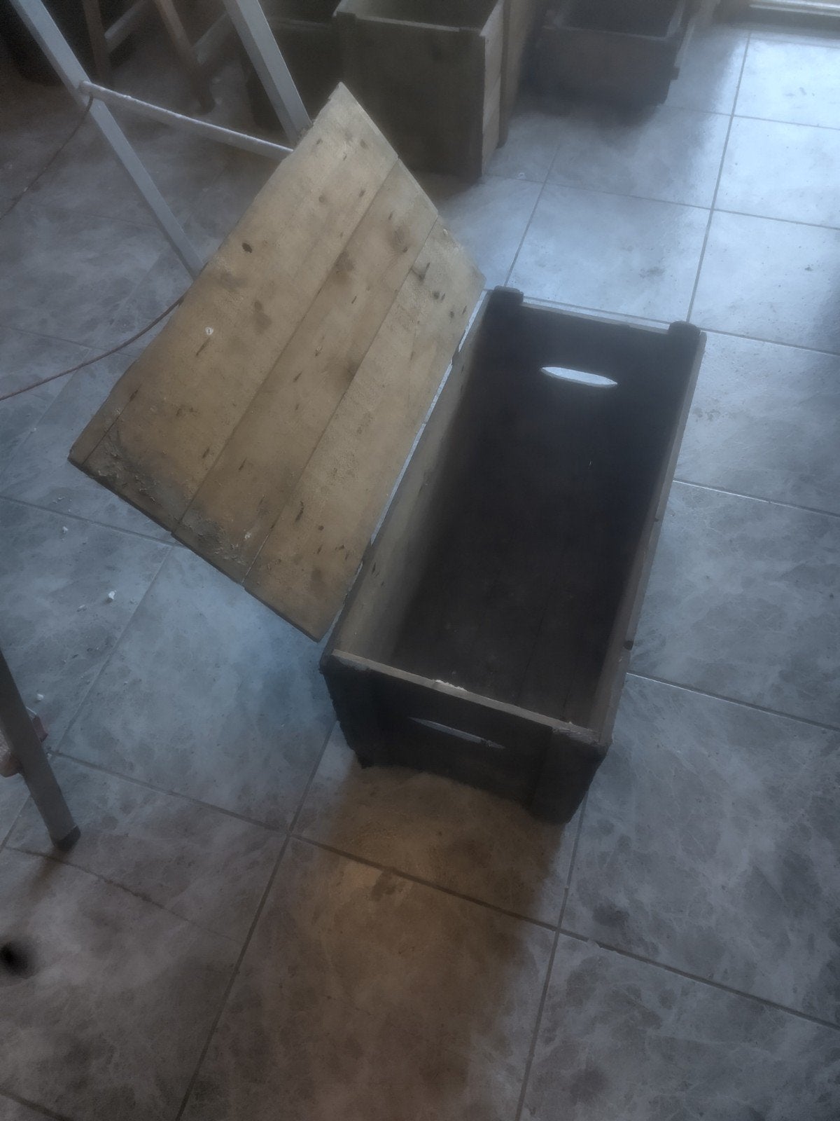 Houten kist met deksel - Vintage opbergkist 65x35x35, Ophalen of Verzenden