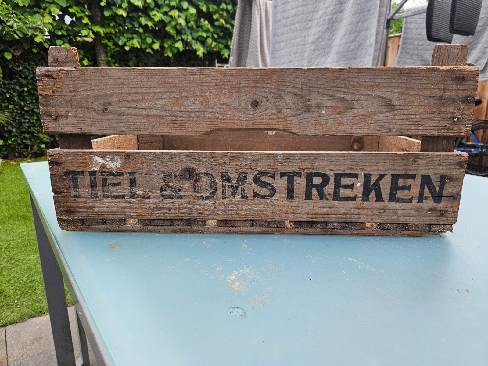 Vintage houten kistje "Tiel" uit 1975 met houtworm, Ophalen of Verzenden
