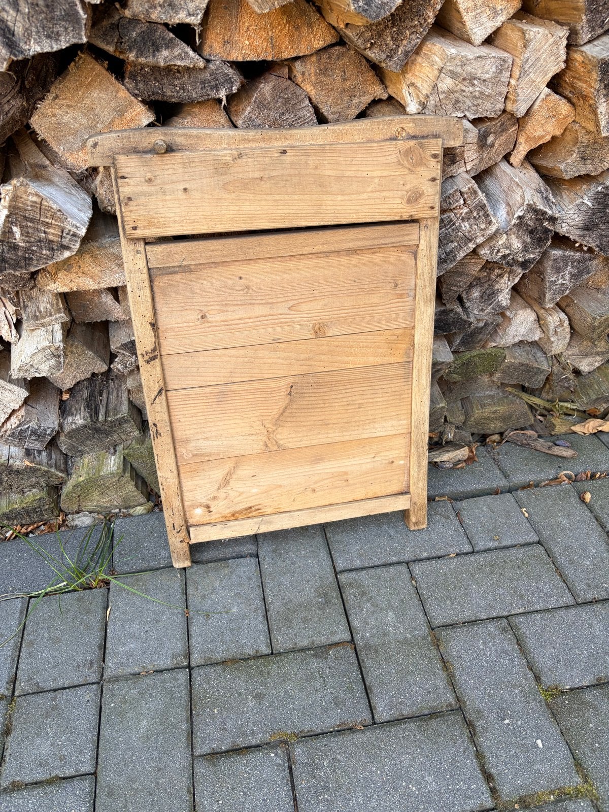 Vintage houten wasbord met zinken plaat, Ophalen