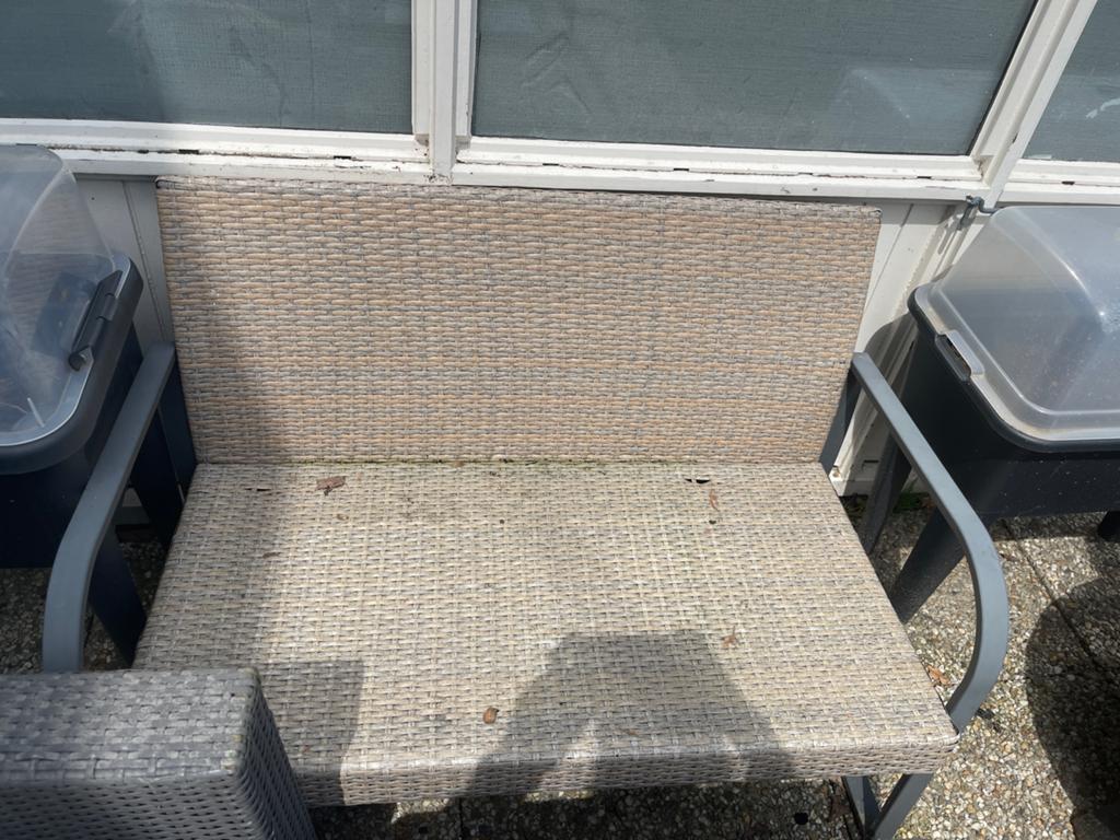 Comfortabele Wicker Tuinbank - Gebruikt, Ophalen of Verzenden, Gebruikt, Wicker