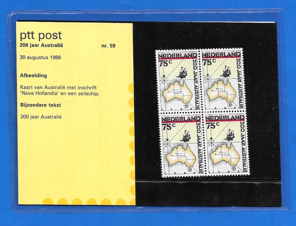 PTT Postmapje 59 - 200 jaar Australië 1988, Ophalen of Verzenden, Na 1940, Postfris