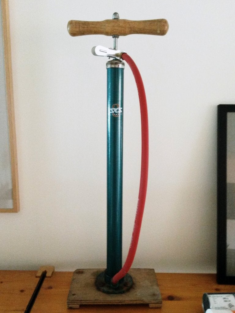 Fietspomp vintage zeegroen metallic, Ophalen, Gebruikt