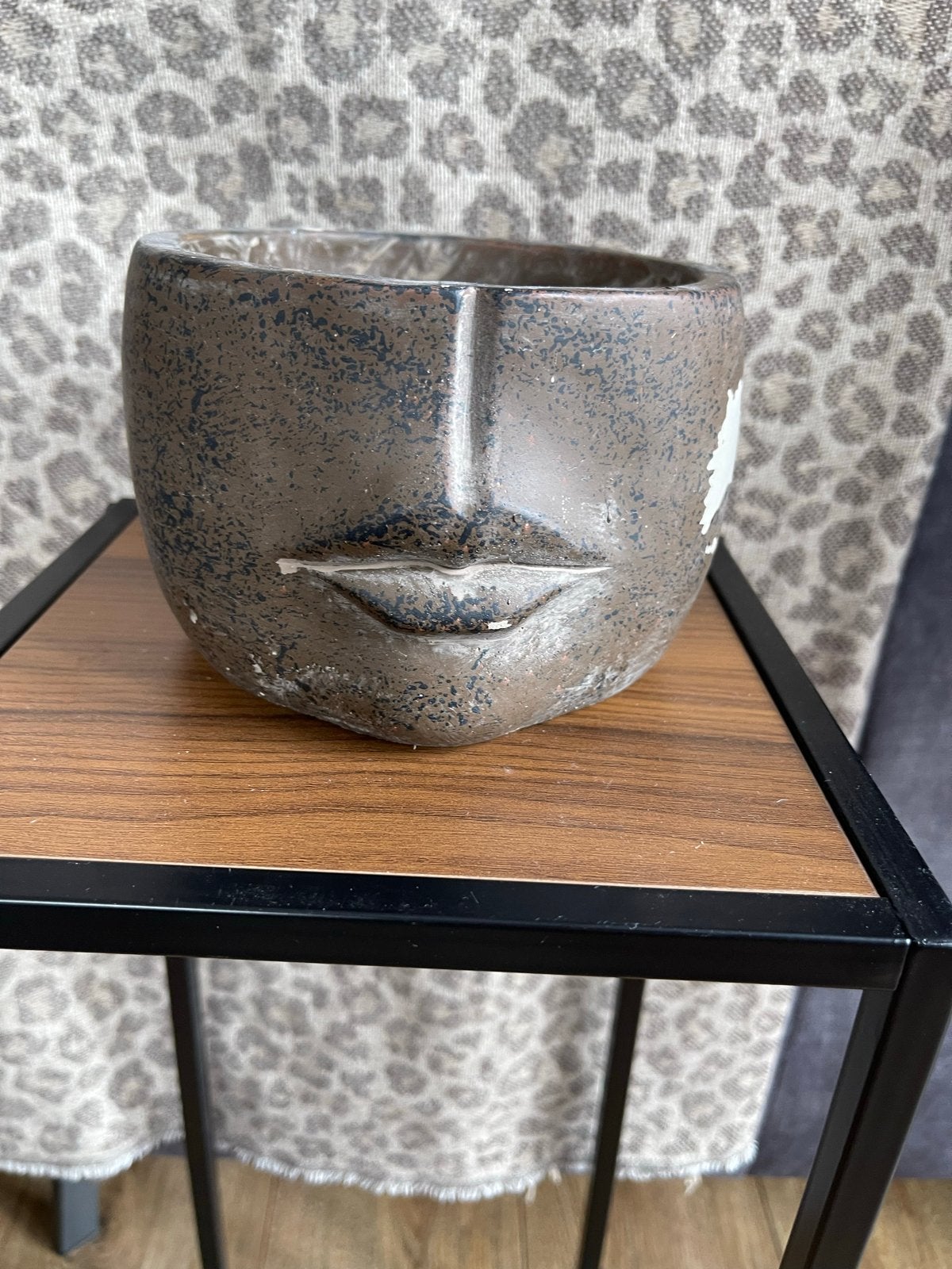 Decoratieve vaas/pot met gezicht - Countryfield, Gebruikt, Bruin, Met patroon/structuur, Ophalen of Verzenden