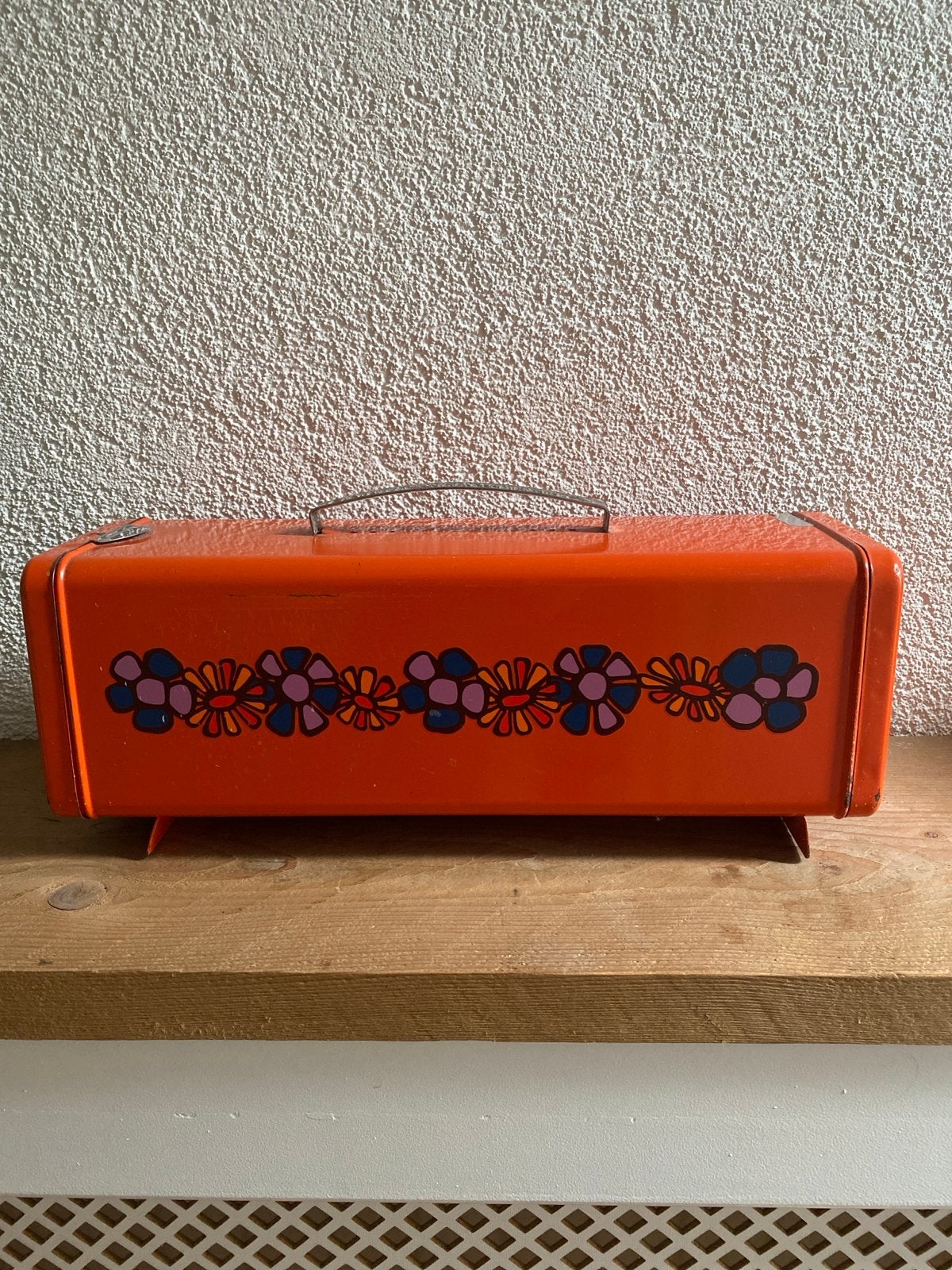 Vintage Brabantia broodtrommel oranje met bloemen, Verzenden