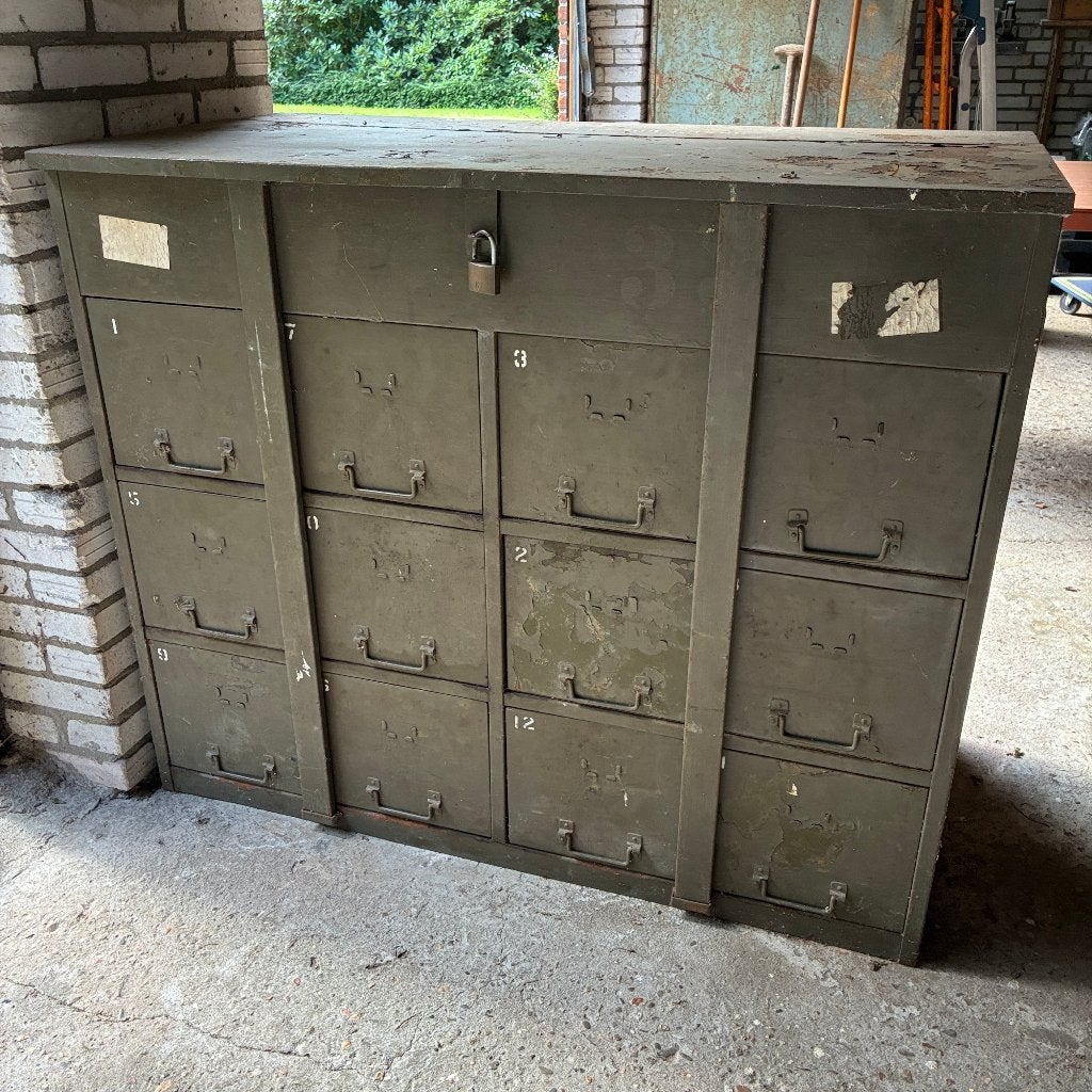 Groene stalen metalen legerkast leger kast veel laadjes, Ophalen, Landmacht, Nederland, Overige typen