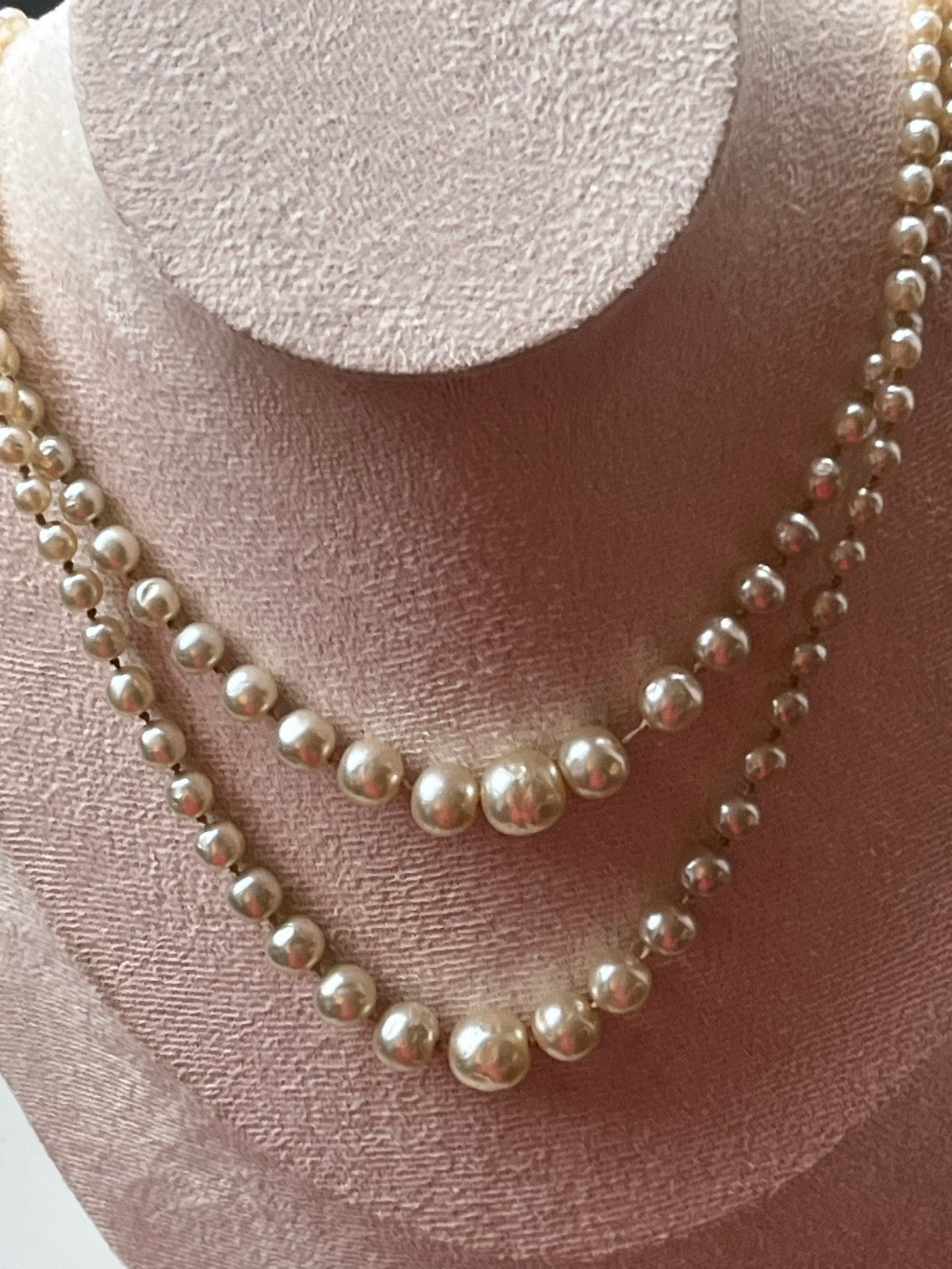 Antiek zilveren Parel collier - Helemaal geknoopt - 52 cm, Verzenden, Wit, Zo goed als nieuw, Met edelsteen