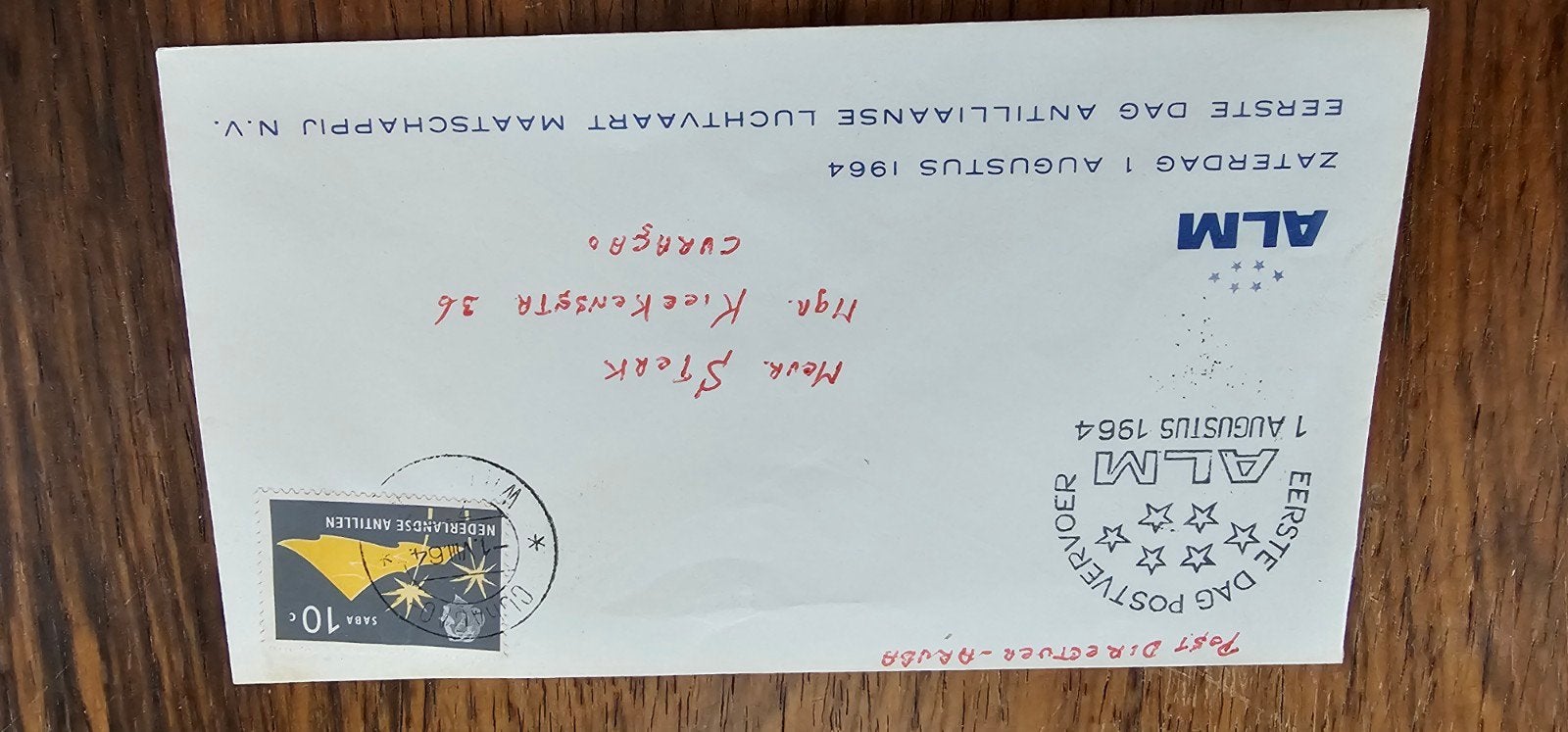 Envelop Nederlandse Antillen ALM Eerste Dag Postvervoer 1964, Verzamelen, Verzenden