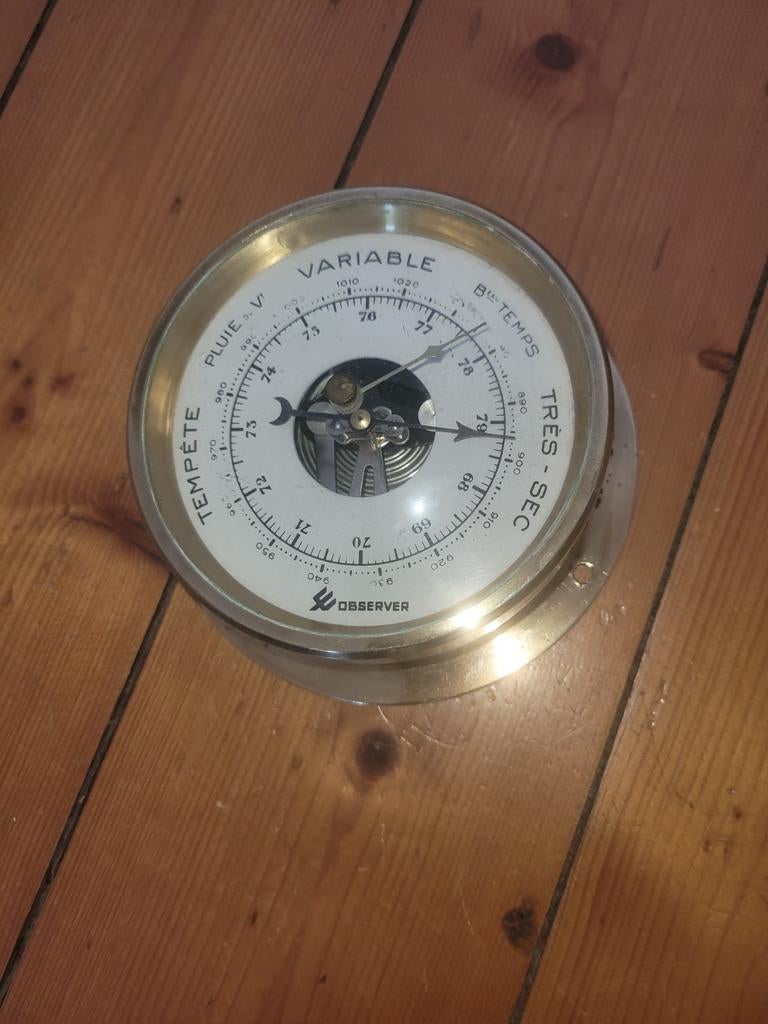 Vintage Observer Scheepshygrometer - Messing, Ophalen of Verzenden, Gebruikt, Barometer
