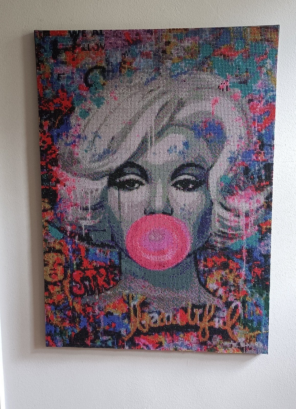 Diamond Painting Marilyn Monroe met kauwgombal, Ophalen, 50 tot 75 cm, Overige typen, Nieuw