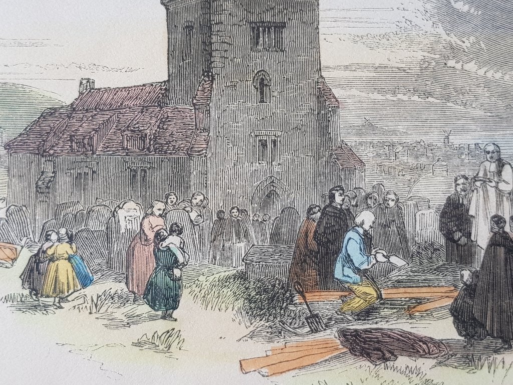 Old church Brighton mooie antieke Engelse ingelijste ets., 1800 - 1899, Ets, Met tekst, Ophalen of Verzenden